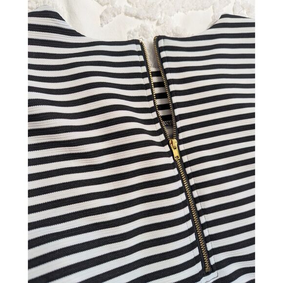 🖤 Nina Leonard Black & White Striped Shift Dress – Size S - Picture 3 of 5